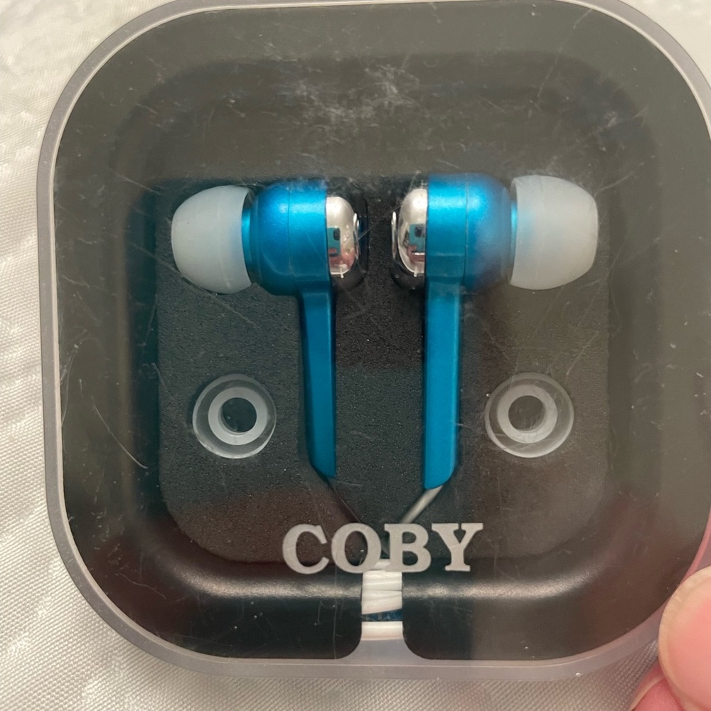 COBY Ear Buds Blue Great Working Condition
